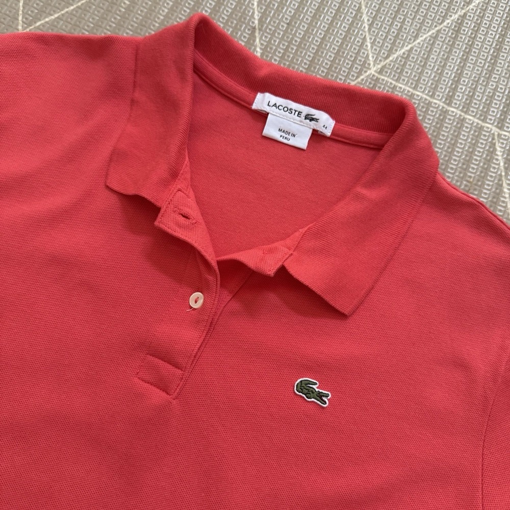 Lacoste Short Sleeve Polo Women's EU 44 US L Coral Orange/Pink Preppy Golf